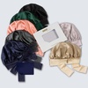 image:imageZIMASILK 100 Mulberry Silk Bonnet for Sleeping Women Long Hair Mint Green  Double Layer Breathable Silk Hair Wrap Cooling Tie Band Stay On Head For Curly Frizzy amp Natural Hair Protection 1PcBlackish Green