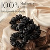 image:imageZIMASILK 100 Pure Mulberry Silk Hair Scrunchies for Women  No Damage  Gentle Elastic Hair Ties for Ponytail Holder  Hair Accessories 3 Pack BlackBlack 4pcs