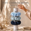 image:imageZIMASILK 100 Pure Mulberry Silk Hair Scrunchies for Women  No Damage  Gentle Elastic Hair Ties for Ponytail Holder  Hair Accessories 3 Pack BlackDusty Blue  Navy Blue  Sky Blue 3pcs