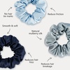 image:imageZIMASILK 100 Pure Mulberry Silk Hair Scrunchies for Women  No Damage  Gentle Elastic Hair Ties for Ponytail Holder  Hair Accessories 3 Pack BlackDusty Blue  Navy Blue  Sky Blue 3pcs