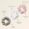 image:imageZIMASILK 100 Pure Mulberry Silk Hair Scrunchies for Women  No Damage  Gentle Elastic Hair Ties for Ponytail Holder  Hair Accessories 3 Pack BlackPink  White  Taupe 3pcs
