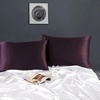 image:imageZIMASILK 100 Pure Mulberry Silk Pillow Cases for Hair and Skin Queen  Soft Hypoallergenic amp Smooth Both Sides Grade 6A Silk Hidden Zipper Gift for Women Men 1pc Queen 20x30 TaupeEggplant Purple