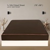 image:imageZIMASILK 19 Momme 100 Mulberry Silk Fitted Sheet  Seamless with Deep Pocket  Soft Silky amp Hypoallergenic for Luxury Sleep  King 78x8016 Chocolate Chocolate