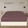 image:imageZIMASILK 19 Momme 100 Mulberry Silk Fitted Sheet  Seamless with Deep Pocket  Soft Silky amp Hypoallergenic for Luxury Sleep  King 78x8016 Chocolate Grey Purple