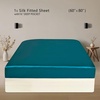 image:imageZIMASILK 19 Momme 100 Mulberry Silk Fitted Sheet  Seamless with Deep Pocket  Soft Silky amp Hypoallergenic for Luxury Sleep  King 78x8016 Chocolate Peacock Blue