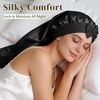 image:imageZIMASILK 19 Momme Long Mulberry Silk Bonnet for Sleeping Women  Double Layer For Long Hair Braids amp Curls Reduces Hair Frizz Sleeping amp Health Care Soft Elastic Tie Band 1PcBlack