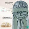 image:imageZIMASILK 19 Momme Long Mulberry Silk Bonnet for Sleeping Women  Double Layer For Long Hair Braids amp Curls Reduces Hair Frizz Sleeping amp Health Care Soft Elastic Tie Band 1PcGrayish Green