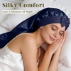 image:imageZIMASILK 19 Momme Long Mulberry Silk Bonnet for Sleeping Women  Double Layer For Long Hair Braids amp Curls Reduces Hair Frizz Sleeping amp Health Care Soft Elastic Tie Band 1PcNavy Blue
