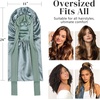 image:imageZIMASILK 19 Momme Long Mulberry Silk Bonnet for Sleeping Women  Double Layer For Long Hair Braids amp Curls Reduces Hair Frizz Sleeping amp Health Care Soft Elastic Tie Band 1PcGrayish Green