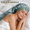 image:imageZIMASILK 19 Momme Long Mulberry Silk Bonnet for Sleeping Women  Double Layer For Long Hair Braids amp Curls Reduces Hair Frizz Sleeping amp Health Care Soft Elastic Tie Band 1PcGrayish Green