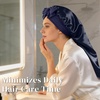 image:imageZIMASILK 19 Momme Long Mulberry Silk Bonnet for Sleeping Women  Double Layer For Long Hair Braids amp Curls Reduces Hair Frizz Sleeping amp Health Care Soft Elastic Tie Band 1PcNavy Blue