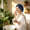 image:imageZIMASILK 22 Momme 100 Mulberry Silk Bonnet for Sleeping Women Pink  Double Layer Breathable Highest Grade 6A Silk Hair wrap Sleeping amp Hair Care Adjustable Elastic Stay On Head 1PcNavy
