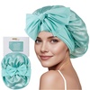image:imageZIMASILK 100 Mulberry Silk Bonnet for Sleeping Women Long Hair Mint Green  Double Layer Breathable Silk Hair Wrap Cooling Tie Band Stay On Head For Curly Frizzy amp Natural Hair Protection 1PcMint Greenclover Crest