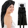 image:imageZIMASILK 19 Momme Long Mulberry Silk Bonnet for Sleeping Women  Double Layer For Long Hair Braids amp Curls Reduces Hair Frizz Sleeping amp Health Care Soft Elastic Tie Band 1PcBlack