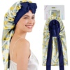 image:imageZIMASILK 19 Momme Long Mulberry Silk Bonnet for Sleeping Women  Double Layer For Long Hair Braids amp Curls Reduces Hair Frizz Sleeping amp Health Care Soft Elastic Tie Band 1PcBlue Lemon