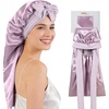 image:imageZIMASILK 19 Momme Long Mulberry Silk Bonnet for Sleeping Women  Double Layer For Long Hair Braids amp Curls Reduces Hair Frizz Sleeping amp Health Care Soft Elastic Tie Band 1PcPurple