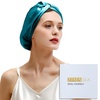 image:imageZIMASILK 22 Momme 100 Mulberry Silk Bonnet for Sleeping Women Pink  Double Layer Breathable Highest Grade 6A Silk Hair wrap Sleeping amp Hair Care Adjustable Elastic Stay On Head 1PcTurquoise