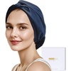 image:imageZIMASILK 22 Momme 100 Mulberry Silk Shower Cap for Women Hair Care Silk Hair Wrap for SleepingNavy Blue