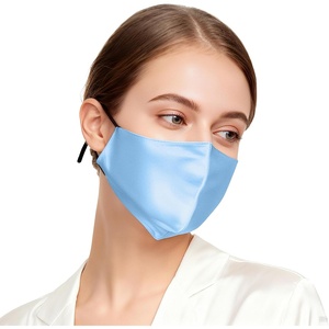 image:imageZIMASILK 100 22 Momme Mulberry Silk Face Mask for Men amp Women  SkinFriendly Comfort Reusable Soft amp Breathable Lightweight Elastic StrapLight Blue
