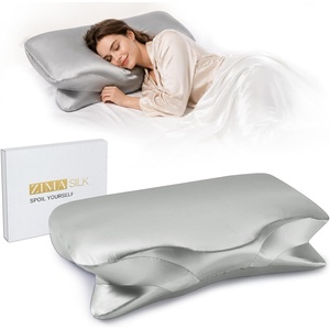 image:imageZIMASILK 100 22 Momme Pure Mulberry Silk Cervical Pillow Case Ivory  Soft Silk Pillow Cover for Hair amp Skin  Hidden Zipper  for Side Back Sleepers Pillowcase Only 1pcGray