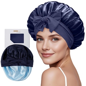 image:imageZIMASILK 100 Mulberry Silk Bonnet for Sleeping Women Long Hair Mint Green  Double Layer Breathable Silk Hair Wrap Cooling Tie Band Stay On Head For Curly Frizzy amp Natural Hair Protection 1PcNavy Blue