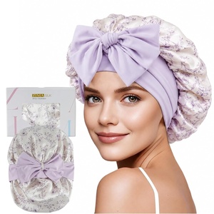 image:imageZIMASILK 100 Mulberry Silk Bonnet for Sleeping Women Long Hair Mint Green  Double Layer Breathable Silk Hair Wrap Cooling Tie Band Stay On Head For Curly Frizzy amp Natural Hair Protection 1PcLilac Flower