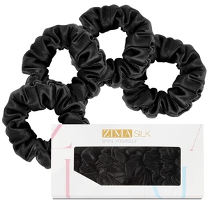 image:imageZIMASILK 100 Pure Mulberry Silk Hair Scrunchies for Women  No Damage  Gentle Elastic Hair Ties for Ponytail Holder  Hair Accessories 3 Pack BlackBlack 4pcs