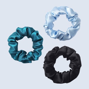 image:imageZIMASILK 100 Pure Mulberry Silk Hair Scrunchies for Women  No Damage  Gentle Elastic Hair Ties for Ponytail Holder  Hair Accessories 3 Pack BlackBlack  Light Blue  Turquoise 3pcs