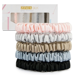 image:imageZIMASILK 100 Pure Mulberry Silk Hair Scrunchies for Women  No Damage  Gentle Elastic Hair Ties for Ponytail Holder  Hair Accessories 3 Pack BlackBlack  Taupe  Dusty Blue  Light Gray  Pink 5pcs