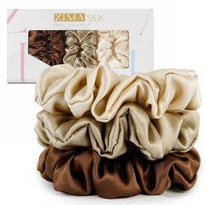 image:imageZIMASILK 100 Pure Mulberry Silk Hair Scrunchies for Women  No Damage  Gentle Elastic Hair Ties for Ponytail Holder  Hair Accessories 3 Pack BlackChocolate  Taupe  Beige 3pcs