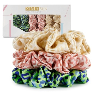 image:imageZIMASILK 100 Pure Mulberry Silk Hair Scrunchies for Women  No Damage  Gentle Elastic Hair Ties for Ponytail Holder  Hair Accessories 3 Pack BlackLeopard Print 3pcs