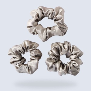 image:imageZIMASILK 100 Pure Mulberry Silk Hair Scrunchies for Women  No Damage  Gentle Elastic Hair Ties for Ponytail Holder  Hair Accessories 3 Pack BlackTaupe 3pcs