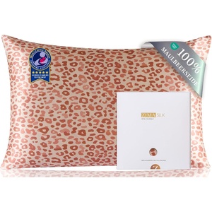 image:imageZIMASILK 100 Pure Mulberry Silk Pillow Cases for Hair and Skin Queen  Soft Hypoallergenic amp Smooth Both Sides Grade 6A Silk Hidden Zipper Gift for Women Men 1pc Queen 20x30 TaupePink Leopard