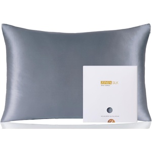 image:imageZIMASILK 100 Pure Mulberry Silk Pillow Cases for Hair and Skin Queen  Soft Hypoallergenic amp Smooth Both Sides Grade 6A Silk Hidden Zipper Gift for Women Men 1pc Queen 20x30 TaupeSlate Blue