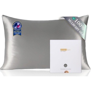 image:imageZIMASILK 100 Pure Mulberry Silk Pillow Cases for Hair and Skin Queen  Soft Hypoallergenic amp Smooth Both Sides Grade 6A Silk Hidden Zipper Gift for Women Men 1pc Queen 20x30 TaupeGray