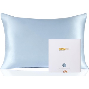 image:imageZIMASILK 100 Pure Mulberry Silk Pillow Cases for Hair and Skin Queen  Soft Hypoallergenic amp Smooth Both Sides Grade 6A Silk Hidden Zipper Gift for Women Men 1pc Queen 20x30 TaupeLight Blue