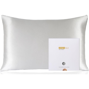 image:imageZIMASILK 100 Pure Mulberry Silk Pillow Cases for Hair and Skin Queen  Soft Hypoallergenic amp Smooth Both Sides Grade 6A Silk Hidden Zipper Gift for Women Men 1pc Queen 20x30 TaupeLight Gray
