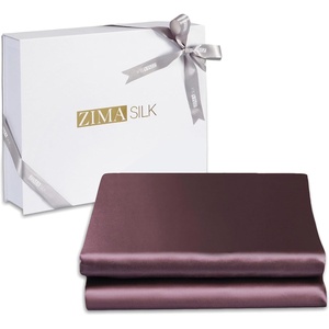 image:imageZIMASILK 19 Momme 100 Mulberry Silk Fitted Sheet  Seamless with Deep Pocket  Soft Silky amp Hypoallergenic for Luxury Sleep  King 78x8016 Chocolate Grey Purple