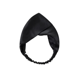 image:imageZIMASILK 19 Momme 100 Mulberry Silk Headband for Women Pink  Natural Silk Elastic Twisted Hair Wrap Turban For Washing Face amp Makeup NonSlip Sleep Hair Accessory1 Pack Black