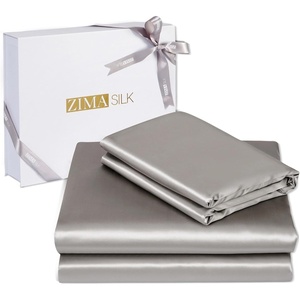 image:imageZIMASILK 19 Momme 100 Pure Mulberry Silk Bed Sheets  4Piece Sheet Set for Sleeping  Soft Breathable amp Hypoallergenic for a Comfortable Sleep  Queen Gray Gray