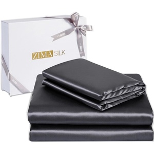 image:imageZIMASILK 19 Momme 100 Pure Mulberry Silk Bed Sheets  4Piece Sheet Set for Sleeping  Soft Breathable amp Hypoallergenic for a Comfortable Sleep  Queen Gray Space Gray