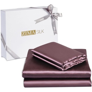 image:imageZIMASILK 19 Momme 100 Pure Mulberry Silk Bed Sheets  4Piece Sheet Set for Sleeping  Soft Breathable amp Hypoallergenic for a Comfortable Sleep  Queen Gray Grey Purple