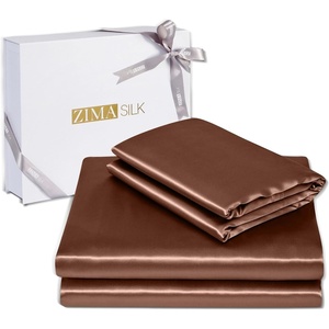 image:imageZIMASILK 19 Momme 100 Pure Mulberry Silk Bed Sheets  4Piece Sheet Set for Sleeping  Soft Breathable amp Hypoallergenic for a Comfortable Sleep  Queen Gray Light Brown