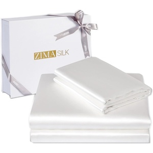 image:imageZIMASILK 19 Momme 100 Pure Mulberry Silk Bed Sheets  4Piece Sheet Set for Sleeping  Soft Breathable amp Hypoallergenic for a Comfortable Sleep  Queen Gray White