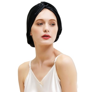 image:imageZIMASILK 22 Momme 100 Mulberry Silk Bonnet for Sleeping Women Pink  Double Layer Breathable Highest Grade 6A Silk Hair wrap Sleeping amp Hair Care Adjustable Elastic Stay On Head 1PcBlack