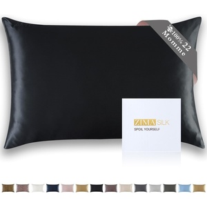 image:imageZIMASILK 22 Momme 100 Silk Pillowcase for Hair and Skin Ivory Queen  Pure Mulberry Silk Pillow Cases Grade 6A Luxury Hidden Zipper Soft amp Smooth Gift Box 1pc Queen 20x30Black