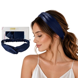 image:imageZIMASILK Adjustable 100 Mulberry Silk Headband for Women Black  19 Momme Silk NonSlip Twisted Hair Wrap Washing Face amp Makeup Soft Hair Accessories NoPull Gentle on Hair Gift BoxNavy Blue