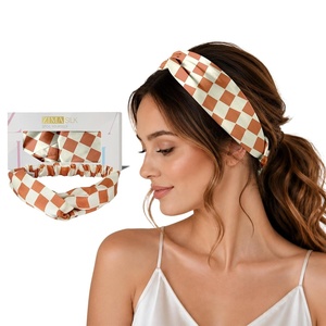 image:imageZIMASILK Adjustable 100 Mulberry Silk Headband for Women Black  19 Momme Silk NonSlip Twisted Hair Wrap Washing Face amp Makeup Soft Hair Accessories NoPull Gentle on Hair Gift BoxCheckered