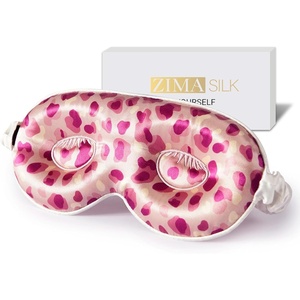 image:imageZIMASILK Adjustable 22 Momme 100 Pure Mulberry Silk Sleep Mask  3D Contoured Cup Eye Mask Soft Breathable Blindfold for Women Men Perfect Blocks Light for Sleeping BlackLeopard  PinkPurple